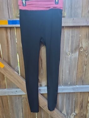 JM Collection Black Leggings with Rose Fold-Over Waistband